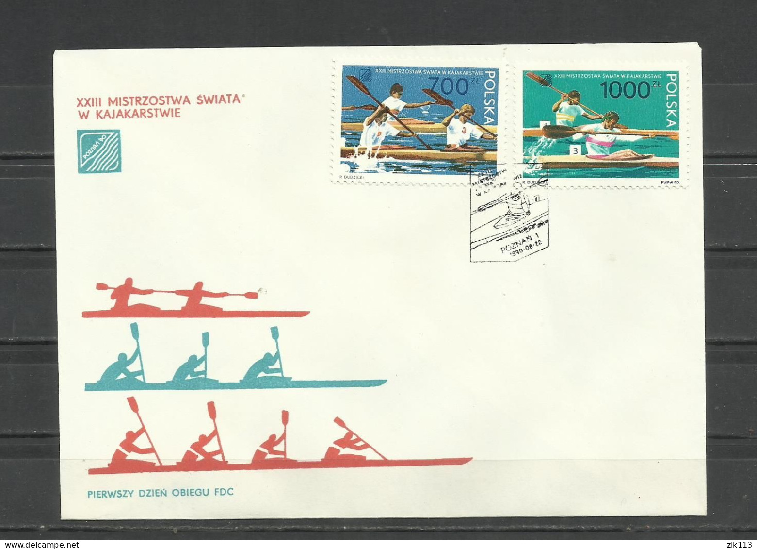 Poland 1990 - Canoe , FDC - Kanu