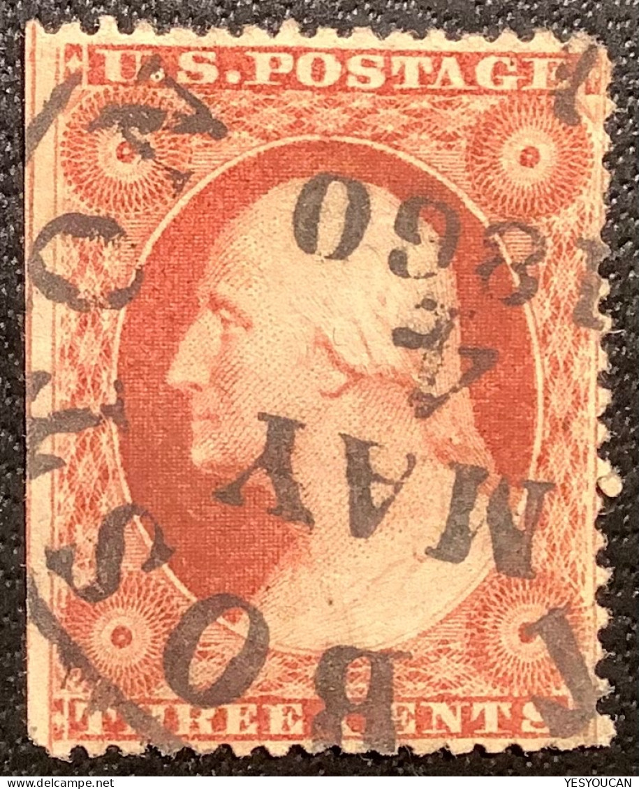 US Sc.26A XF 1857-61 3c Dull Red Good Type IV With Superb BOSTON 1860 Cds (USA États-Unis - Gebraucht