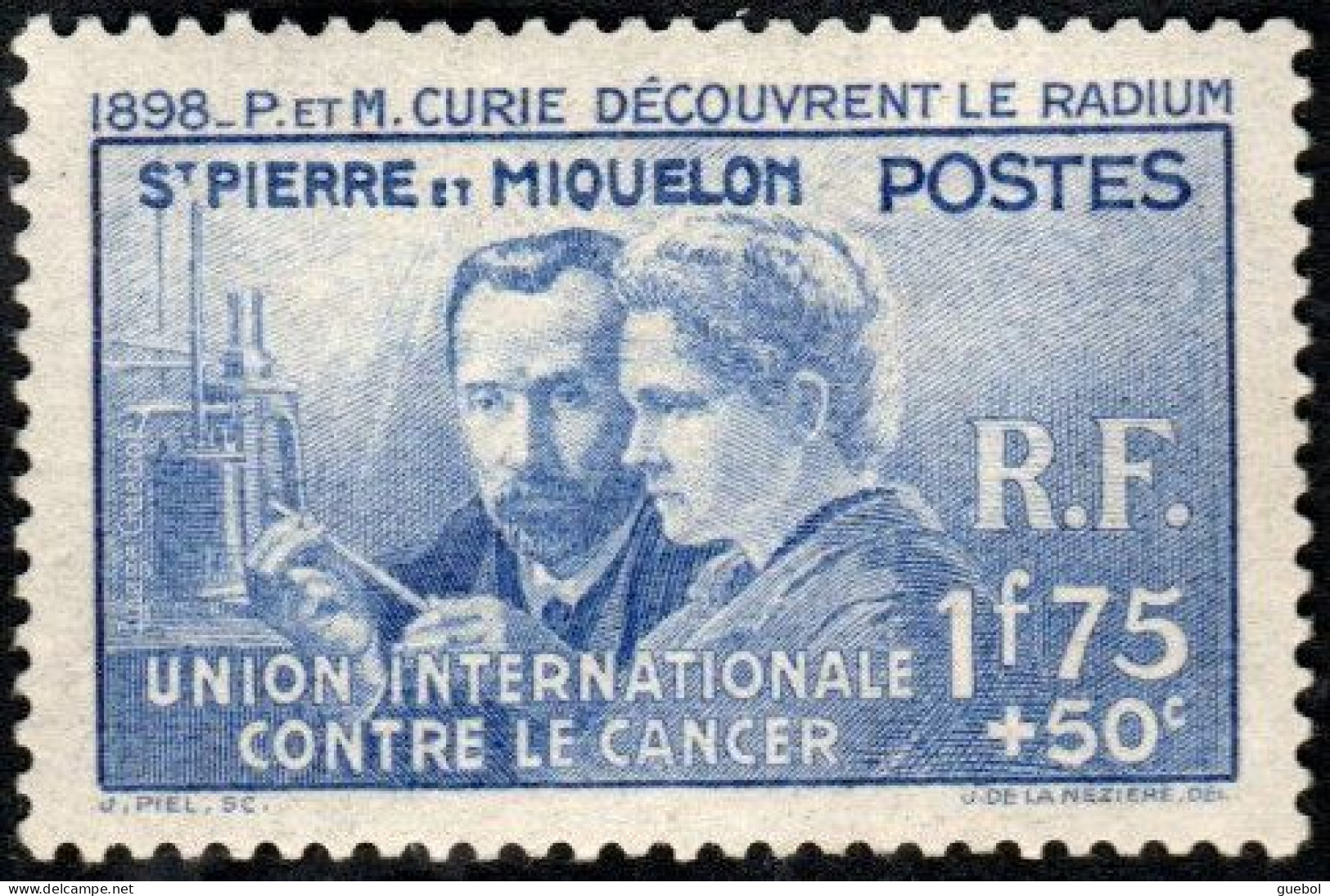 Pierre Et Marie Curie Détail De La Série * Saint Pierre Et Miquelon N° 166 - Recherche Sur Le Cancer - 1938 Pierre Et Marie Curie