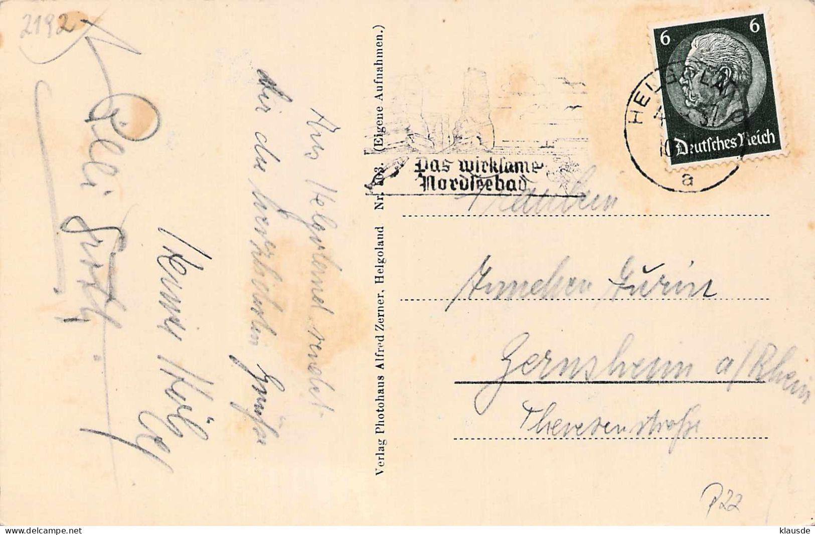 Helgoland - Unterland Gel.1937 - Helgoland