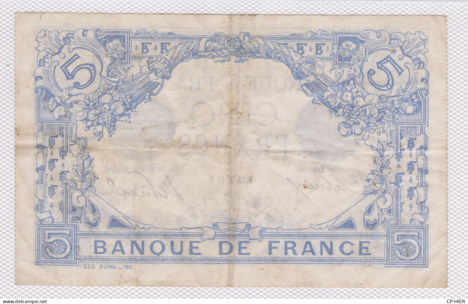 BILLET - BANQUE DE FRANCE - 5 FRANCS BLEU - 1915 - N° 123681025 - G.4948 - BON ETAT - 5 F 1912-1917 ''Bleu''