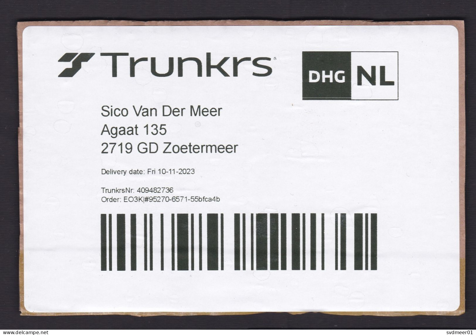 Netherlands: Parcel Fragment (cut-out), 2023, Label Trunkrs DHG Private Courier Service (minor Creases) - Covers & Documents