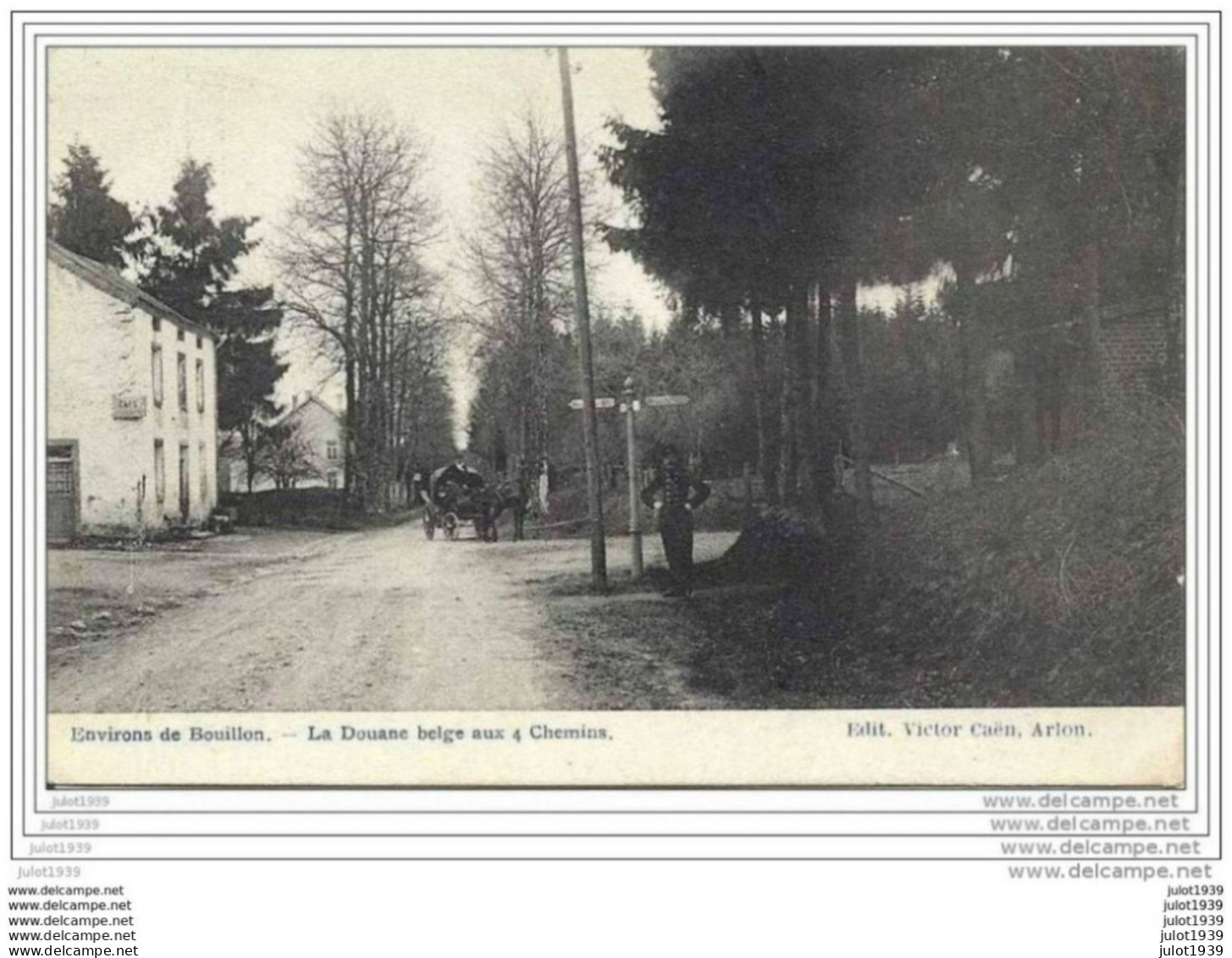 HONVILLE  . LES 4 CHEMINS ..-- DOUANE  Belge . ATTELAGE . 1912 Vers HONVILLE ( Mr WARIN , DOUANIER ) , Voir Verso . - Fauvillers