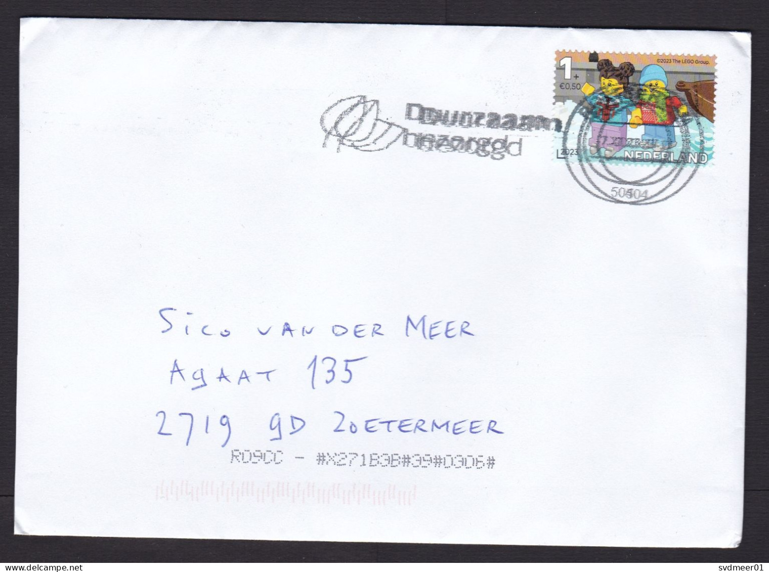 Netherlands: Cover, 2023, 1 Charity Stamp, Lego Figure, Toy, Toys, Ice Skating, Winter (ugly Cancel) - Brieven En Documenten