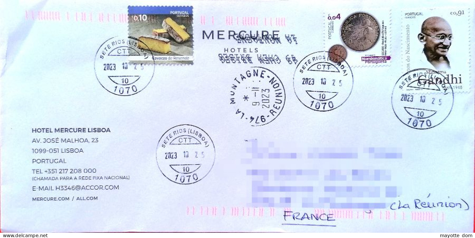 PORTUGAL 2023 Cover Gandhi 2019 Reunion FRANCE 2 - Lettres & Documents