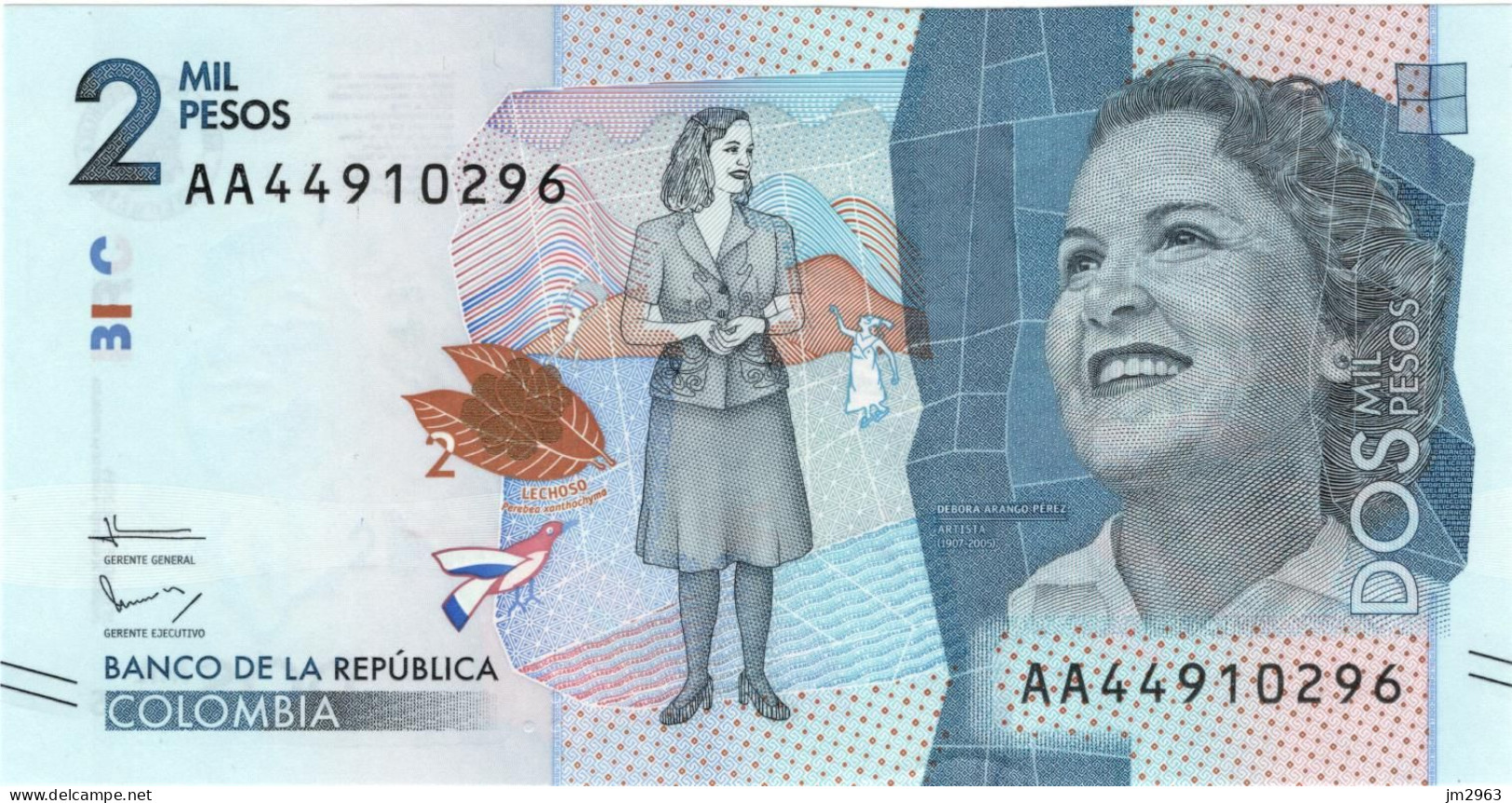 COLOMBIE 2000 PESOS UNC 19.08.2015 AA44910296 - Colombie