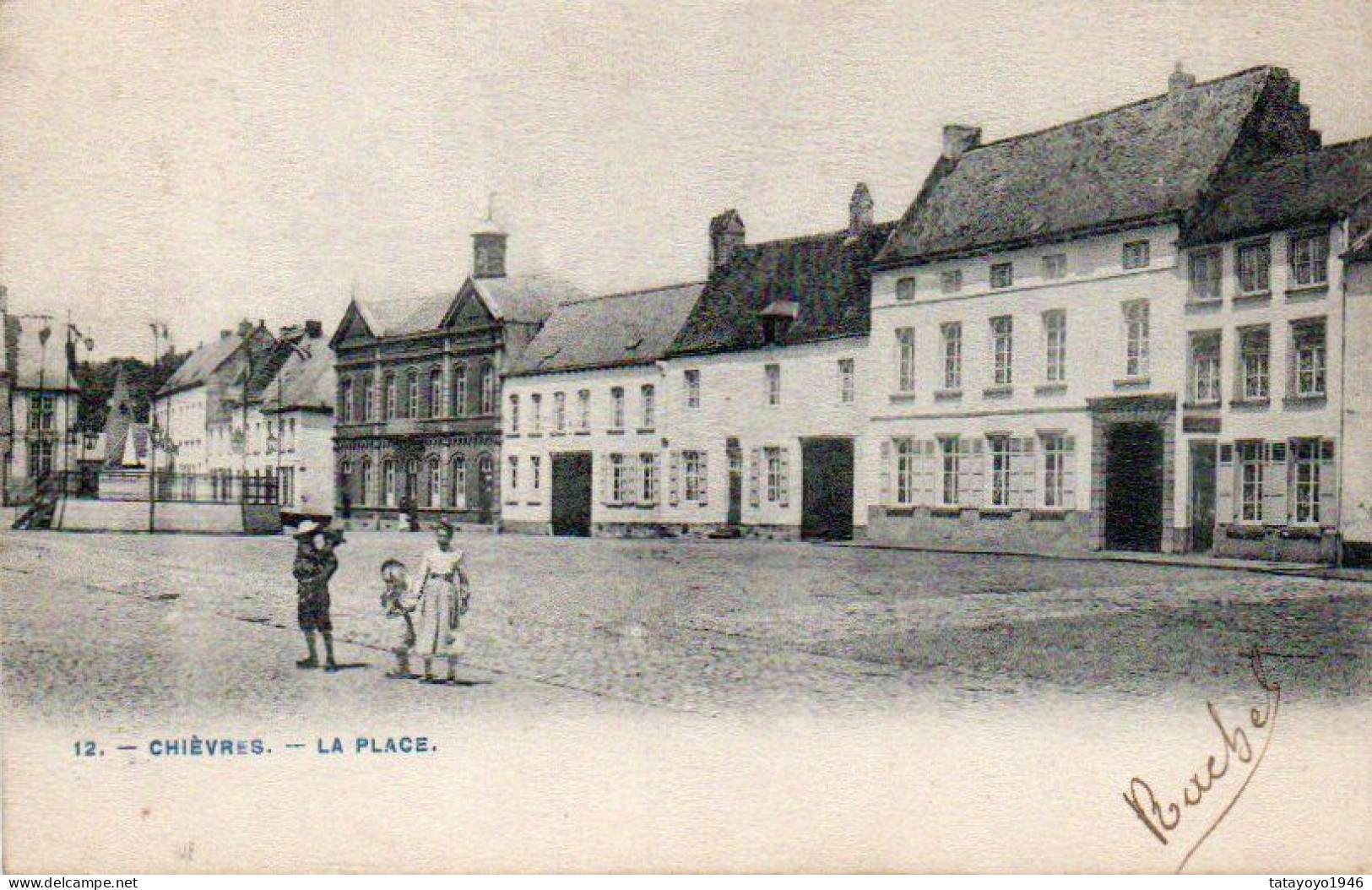 CHIEVRES  La Place Animée Voyagé En 1907 - Chièvres