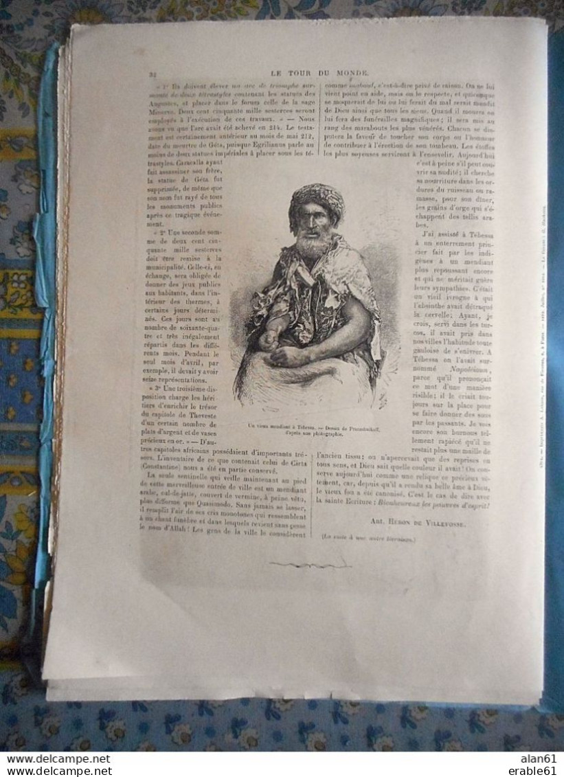 LE TOUR DU MONDE 10/07/1860 ALGERIE TEBESSA CARACALLA DJEMDA DE SIDI MOHAMED TEMPL MINERVE FEME ARABE PORTE SALOMON MEND