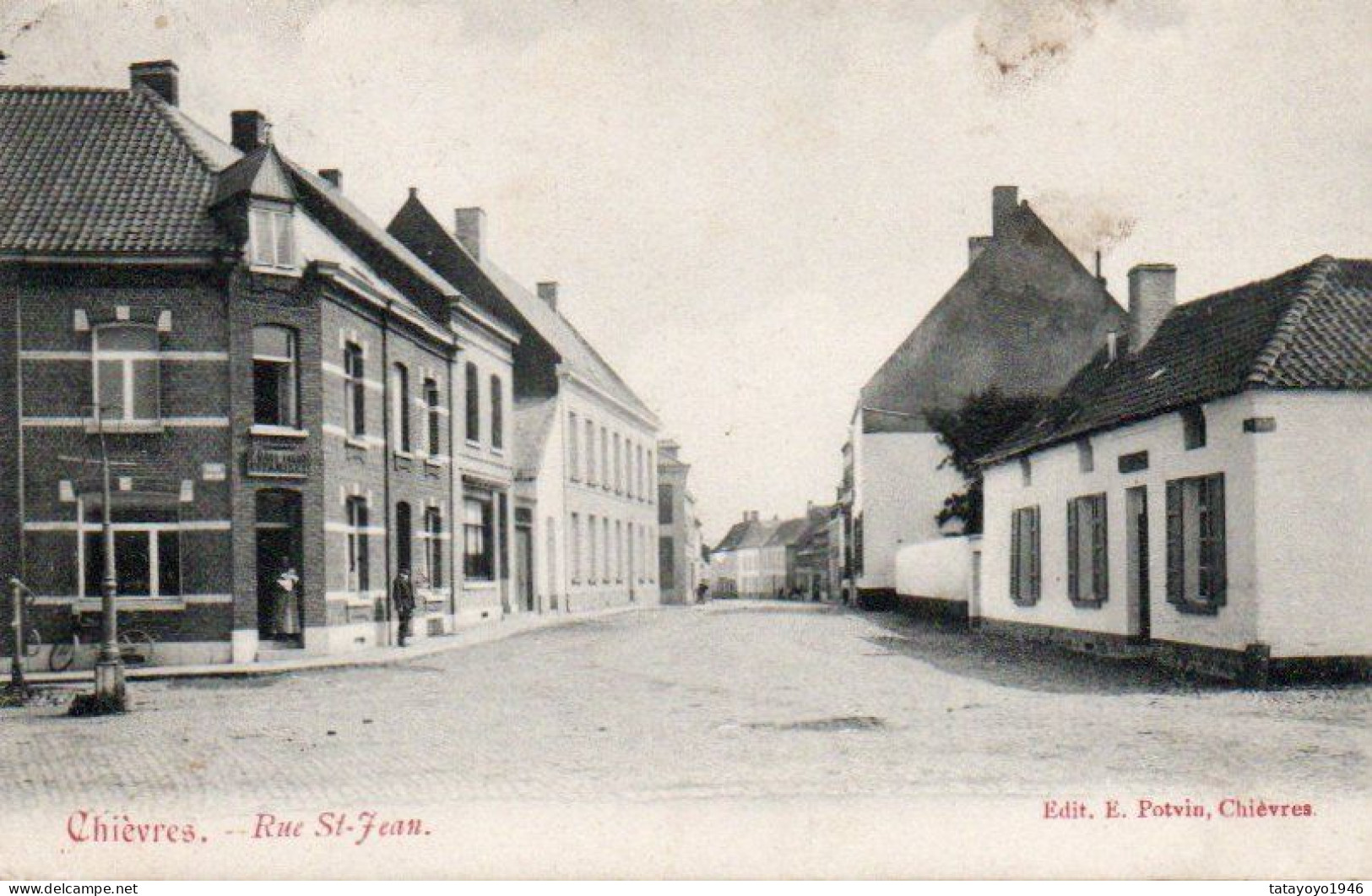 CHIEVRES Rue St Jean Animée Voyagé  En 1908 - Chièvres