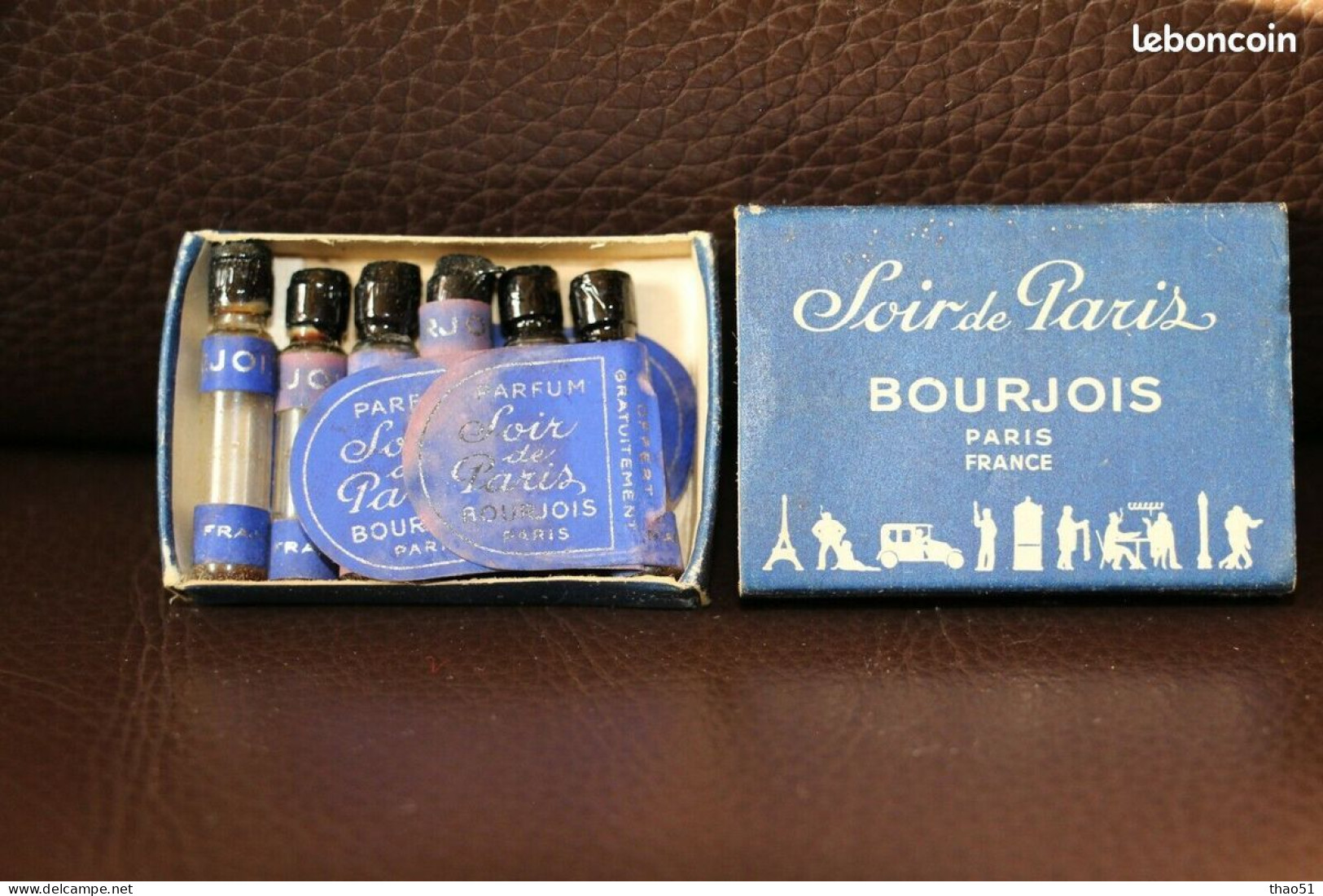 Vintage 6 Tubes Miniatures PARFUM BOURJOIS En Boite D'allumettes SOIR DE PARIS - Miniaturen (mit Verpackung)
