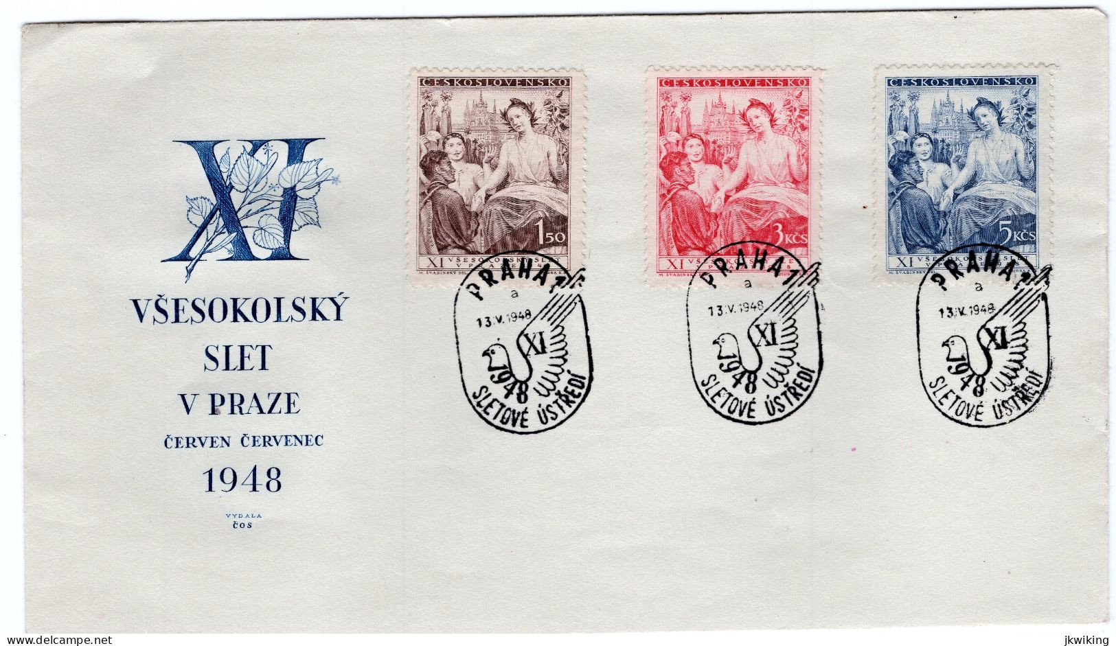 FDC Všesokolský Slet In Prague - 1948 - Gezamelijke Uitgaven