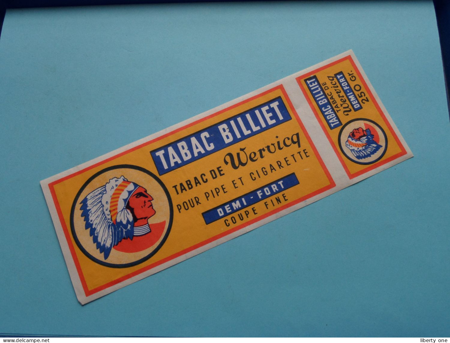 Etiket / Band >> TABAC BILLIET Tabac De WERVICQ Demi Fort ( Zie / Voir SCANS ) ! - Reclame-artikelen