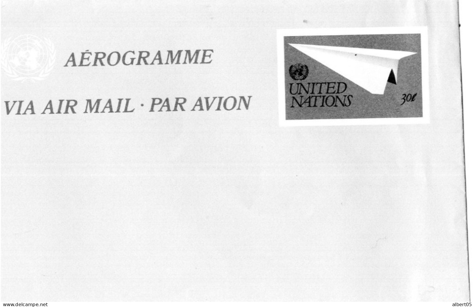 Aérogramme  Ynited Nations  Flêche 30c - Other & Unclassified