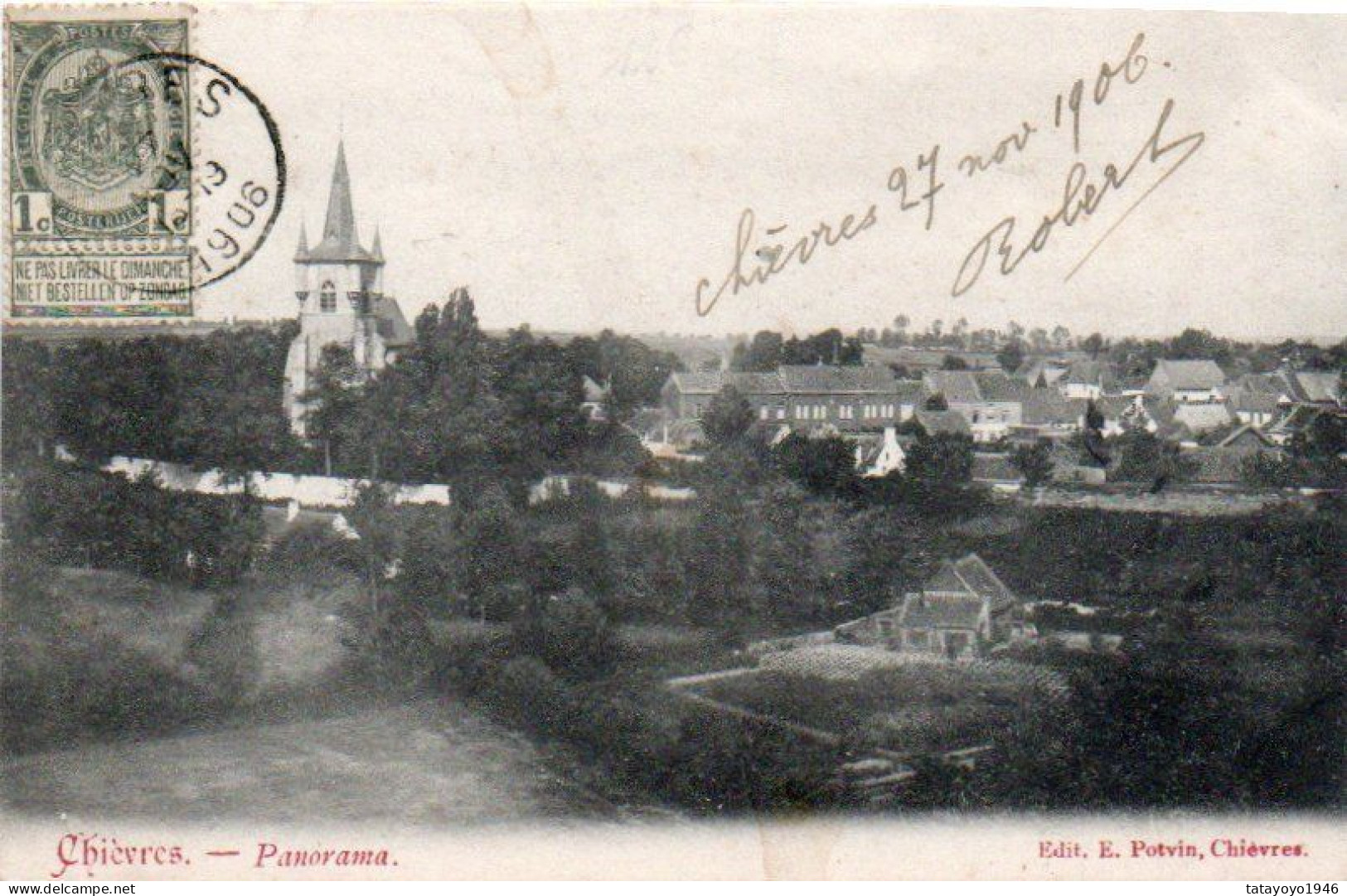 CHIEVRES Panorama  Voyagé En 1906 - Chievres