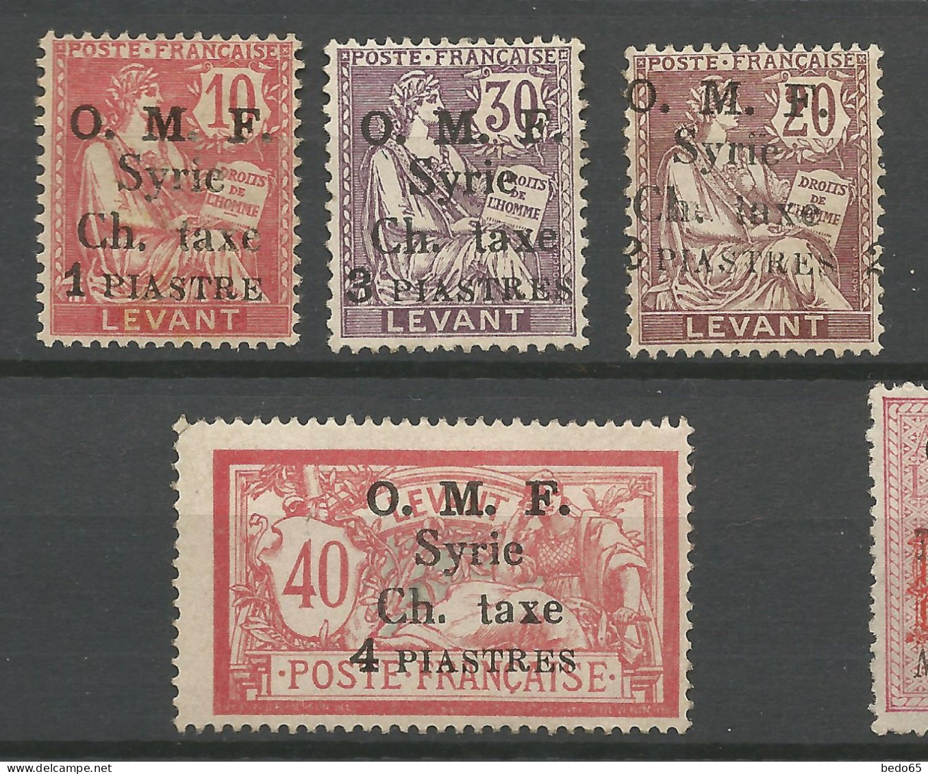 SYRIE TAXE Série Complète N° 1(*) / 2 Gom Coloniale / 3(*) / 4* NEUF*  CHARNIERE  / Hinge  / MH / Signé CALVES - Timbres-taxe