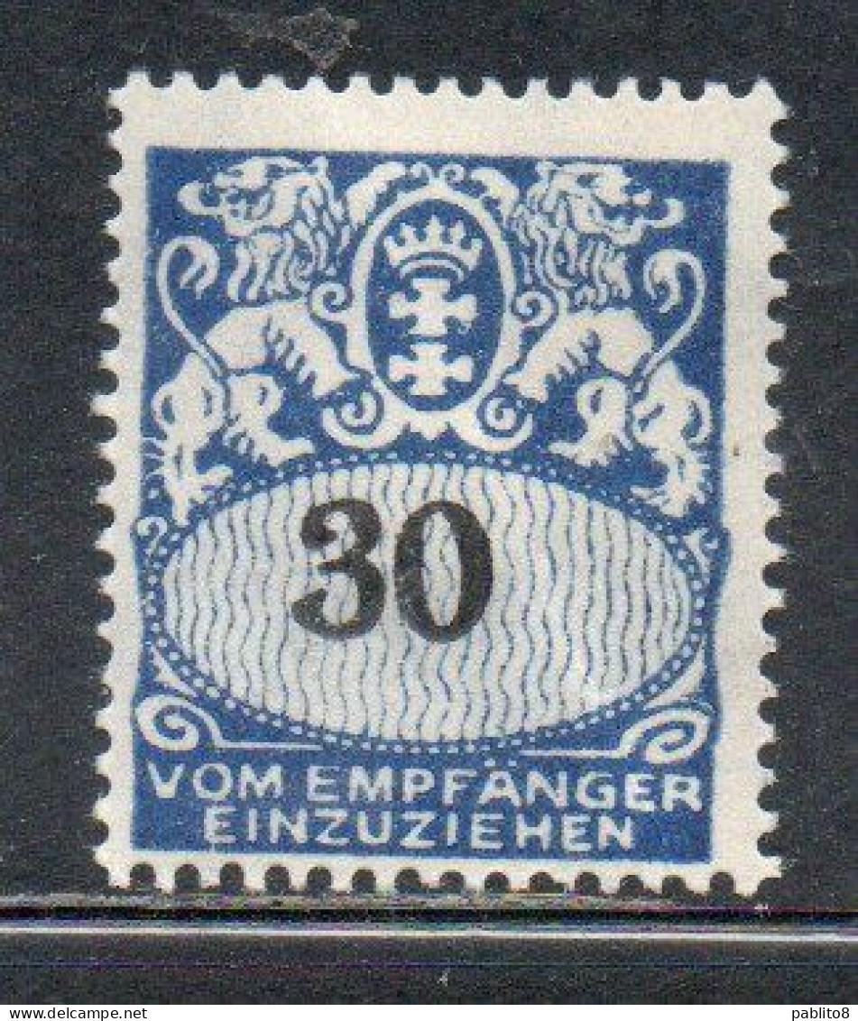 GERMANY REICH POLAND OCCUPATION ALLEMAGNE 1923 1928 DANZIG DANZICA DANTZIG POSTAGE DUE STAMPS TAXE 30pf MLH - Segnatasse