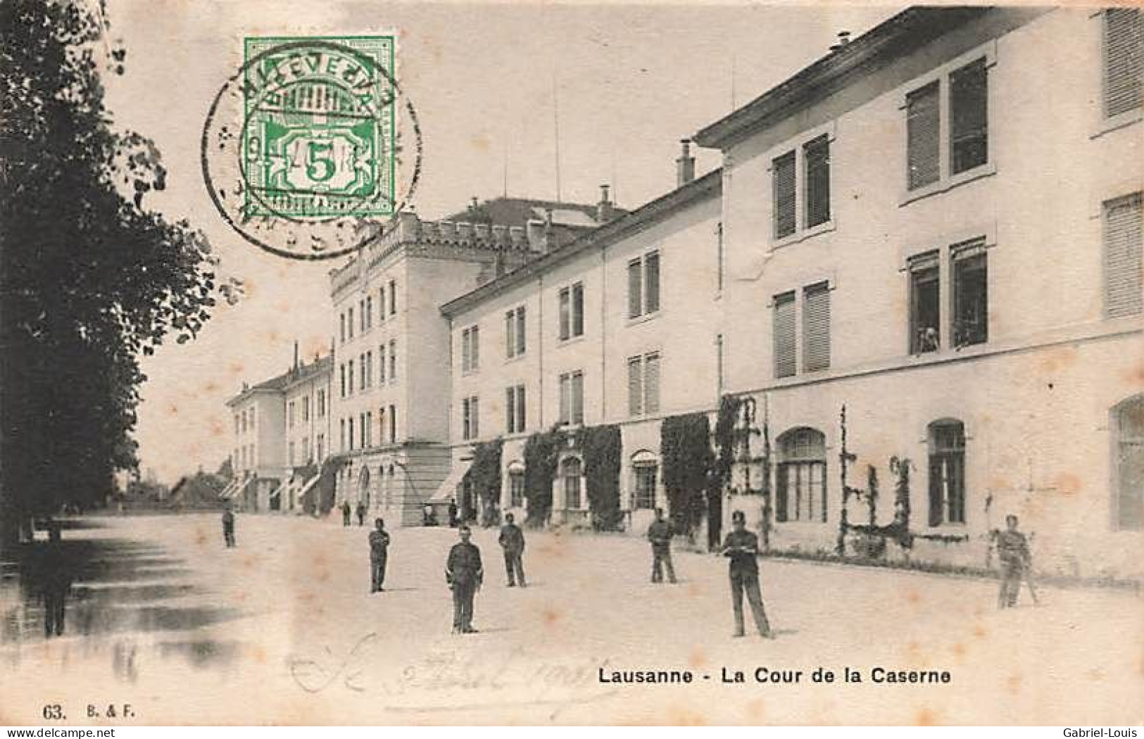 Lausanne La Cour De La Caserne 1907 Armée Suisse Schweizer Armee Militaria - Lausanne