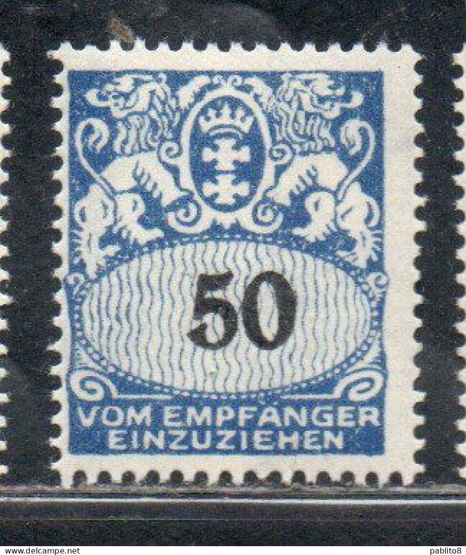 GERMANY REICH POLAND OCCUPATION ALLEMAGNE 1923 1928 DANZIG DANZICA DANTZIG POSTAGE DUE STAMPS TAXE 50pf MLH - Portomarken