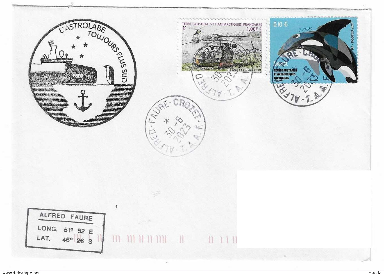 AB 16 - L'ASTROLABE - PATROUILLE ZEE - ÎLES SUBANTARCTIQUES 2023 - CROZET (ALFRED FAURE) TP TAAF - 2 SCAN - Briefe U. Dokumente