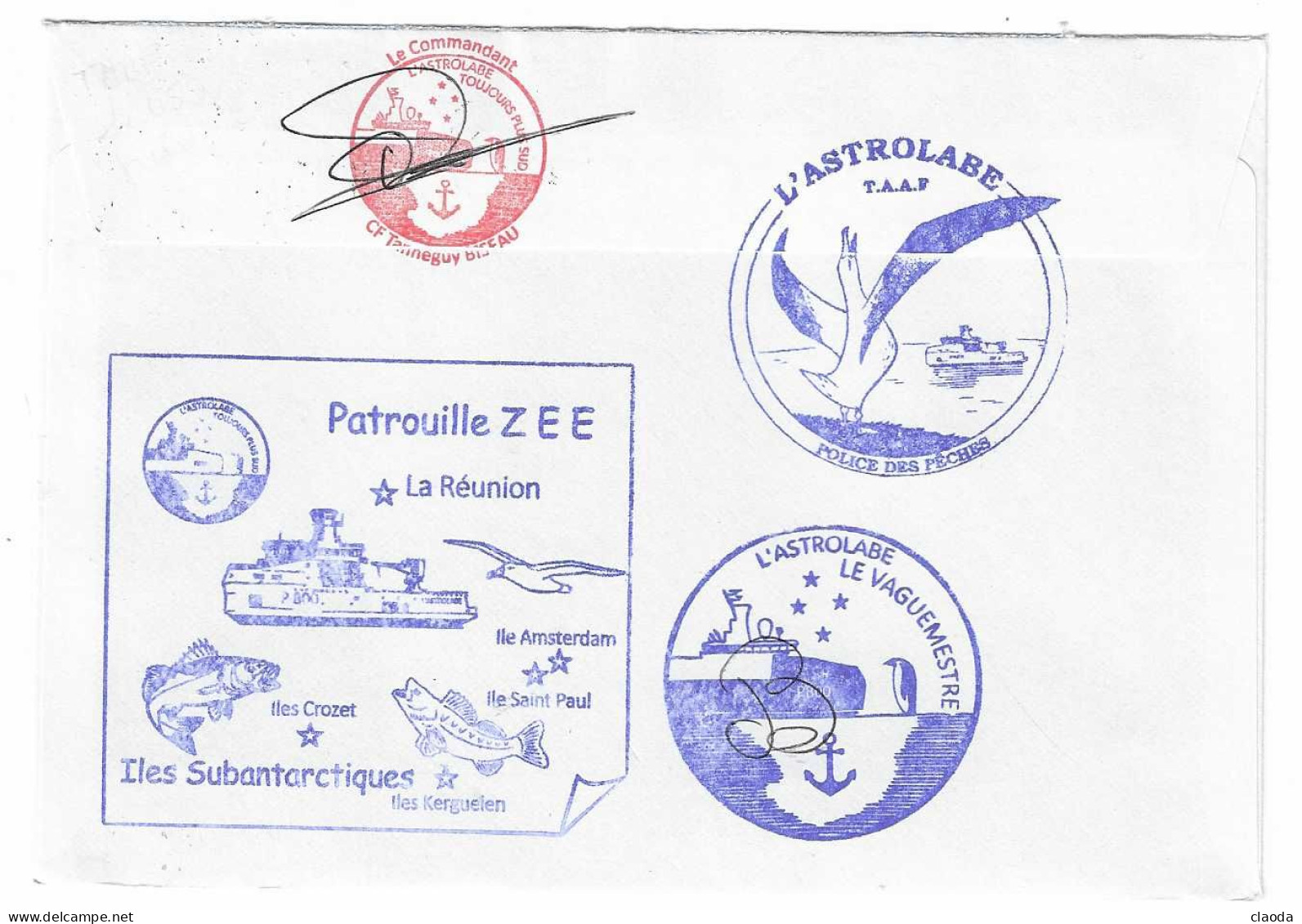 AB 16 - L'ASTROLABE - PATROUILLE ZEE - ÎLES SUBANTARCTIQUES 2023 - CROZET (ALFRED FAURE) TP TAAF - 2 SCAN - Covers & Documents