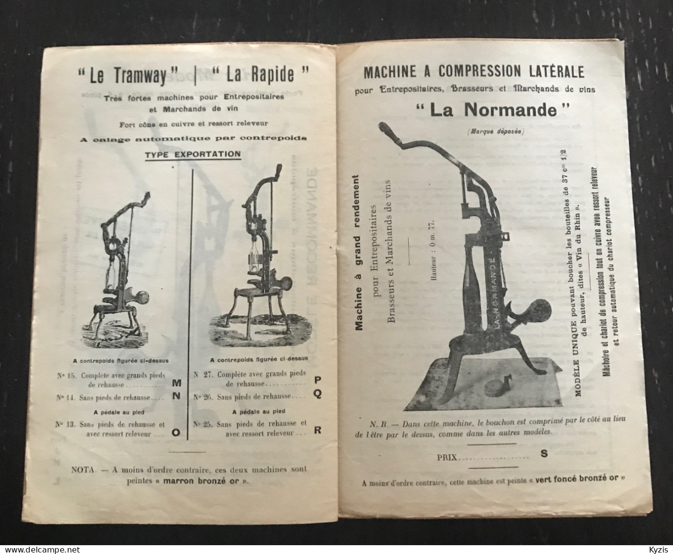 CATALOGUE DES MACHINES ET PIÈCES DÉTACHÉES DE MACHINES À BOUCHER LES BOUTEILLES - 1926 - Material Und Zubehör