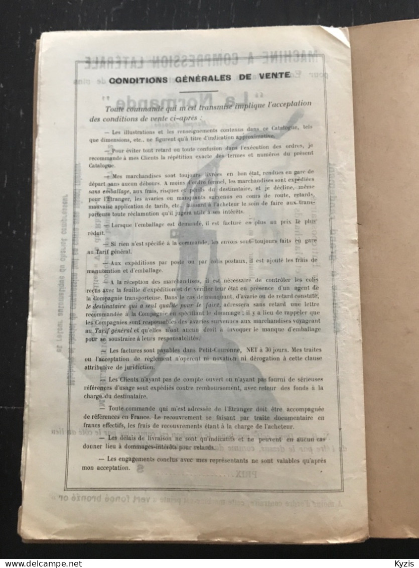 CATALOGUE DES MACHINES ET PIÈCES DÉTACHÉES DE MACHINES À BOUCHER LES BOUTEILLES - 1926 - Materiale E Accessori