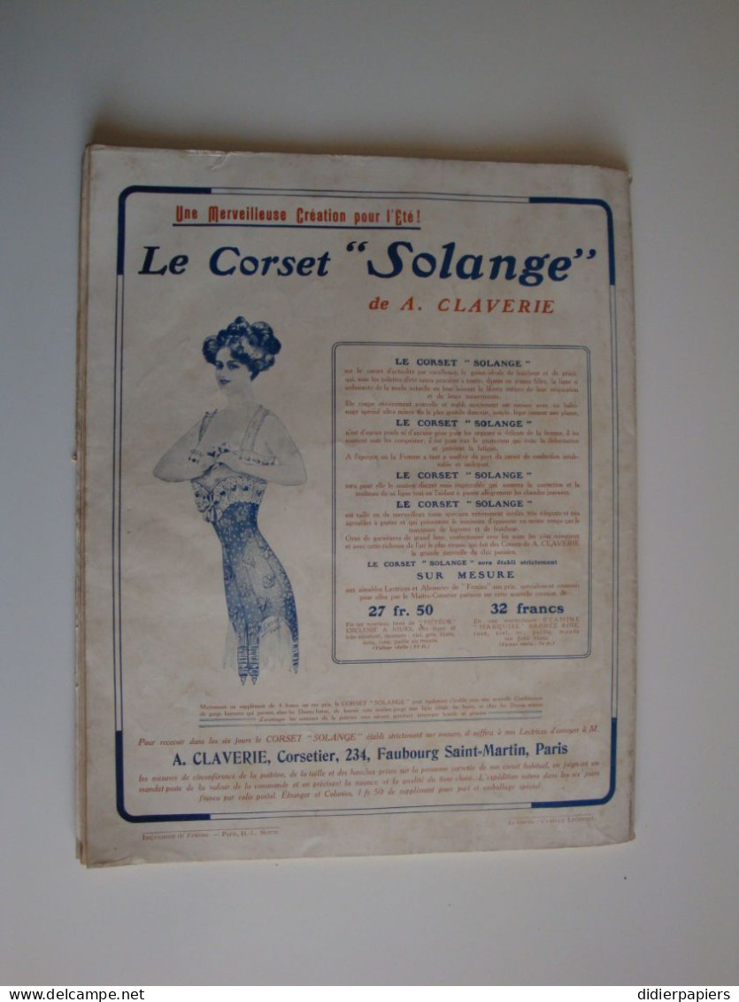 Mode, Fémina,No 226,juin 1910,numéro du Grand-Prix,les toilettes de plages et des villes d'eaux,les courses.