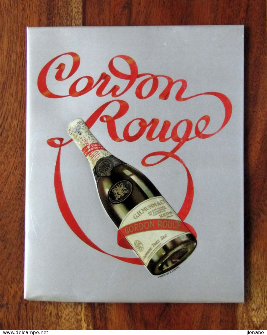 Plaque Publicitaire Glacoïde Champagne MUMM Cordon Rouge Ancienne - Champagne & Sparkling Wine