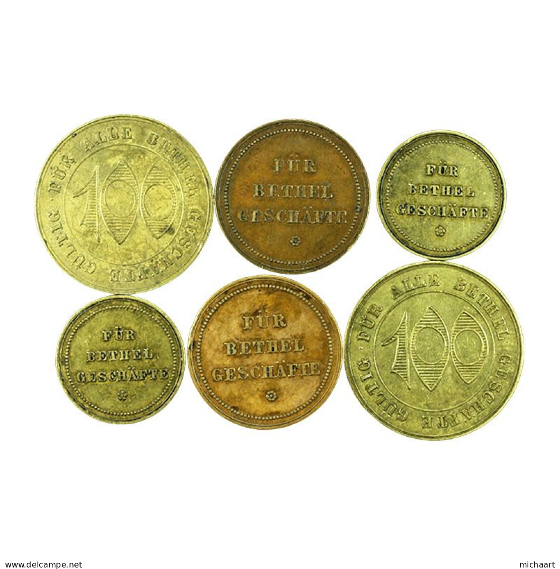 Token Bielefeld Bethel Shops Lot Of 6 Germany 5 50 100 Pfennig 03762 - Noodgeld