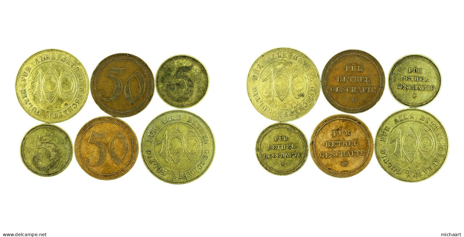 Token Bielefeld Bethel Shops Lot Of 6 Germany 5 50 100 Pfennig 03762 - Monétaires/De Nécessité