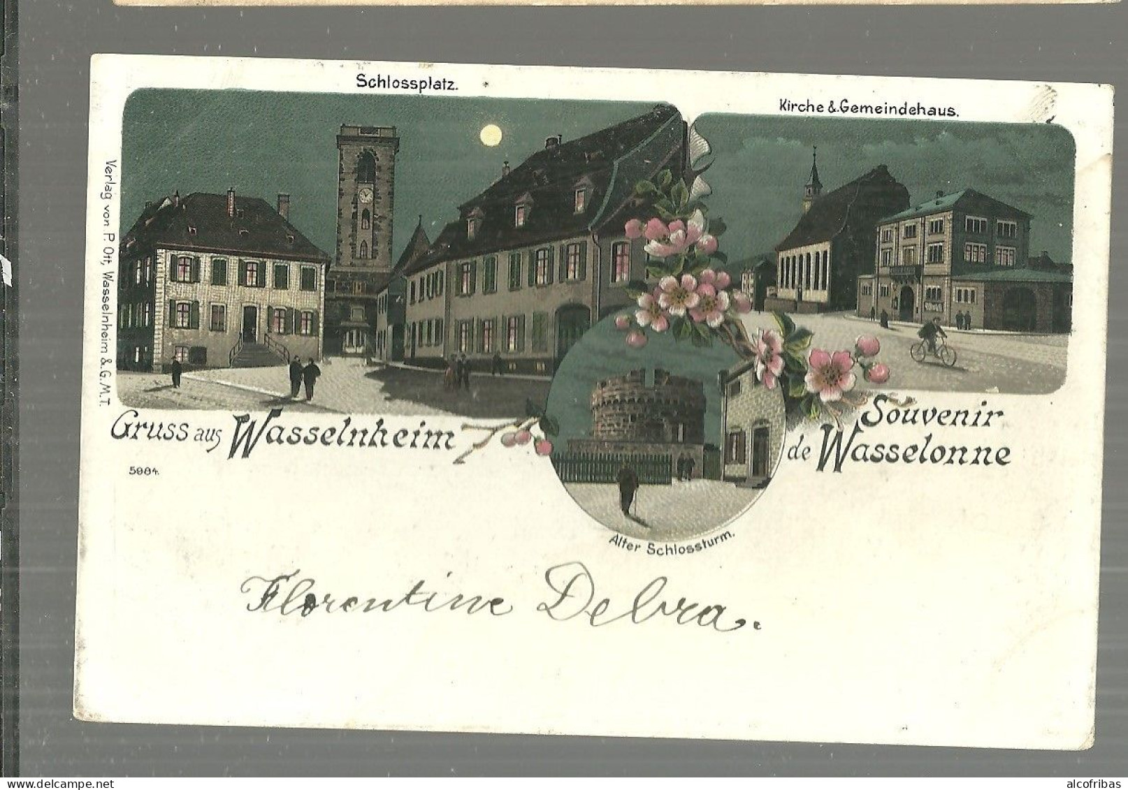 CPA 67 Wasselonne Litho A La Lune Place Du Chateau Eglise Mairie 1903 - Wasselonne