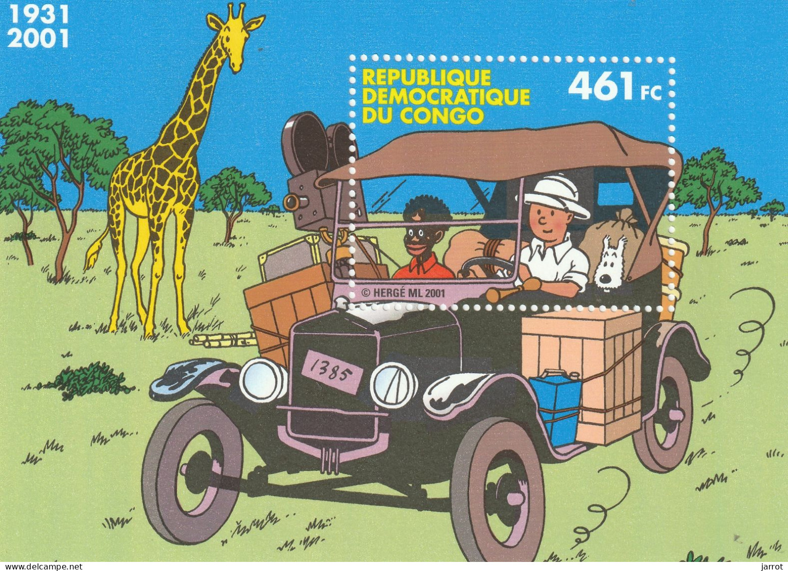 Tintin Au Congo Bloc Feuillet 2001 - Mint/hinged