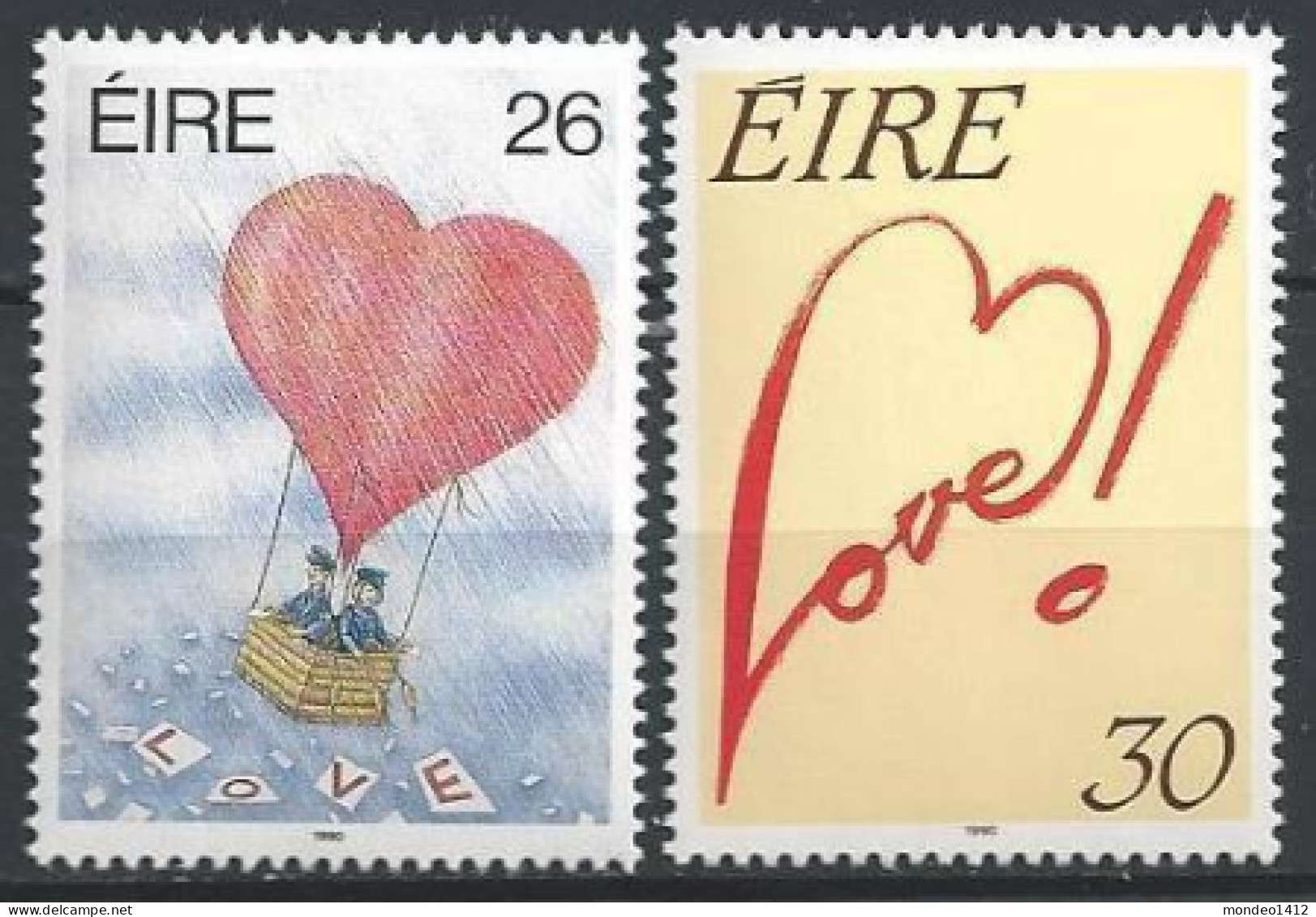 Ireland 1990 - YT 703/04** MNH - Love Messages, Montgolfière - Neufs