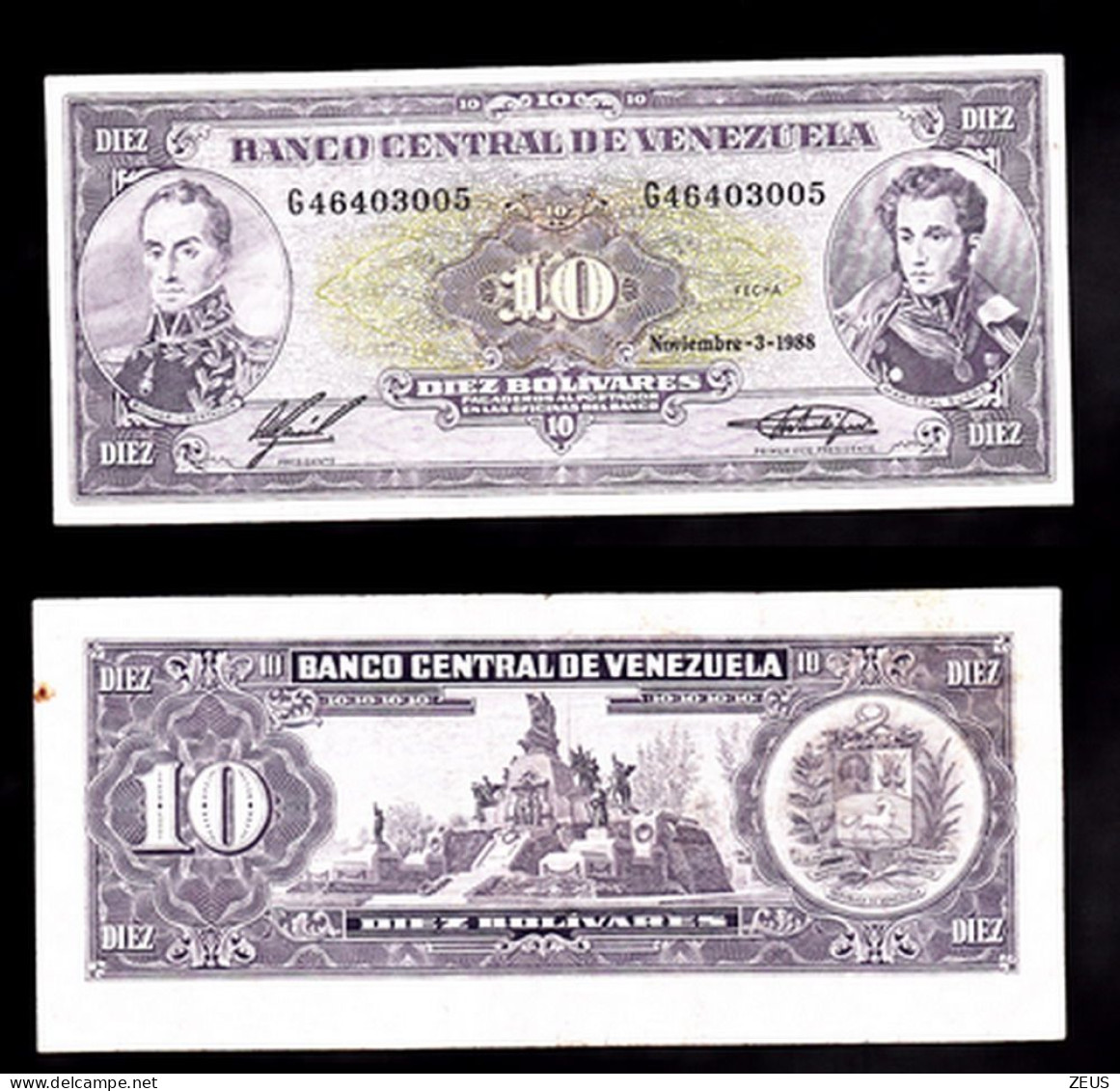 VENEZUELA 10 BOLIVAREAS 1988 PIK 62 BB - Venezuela