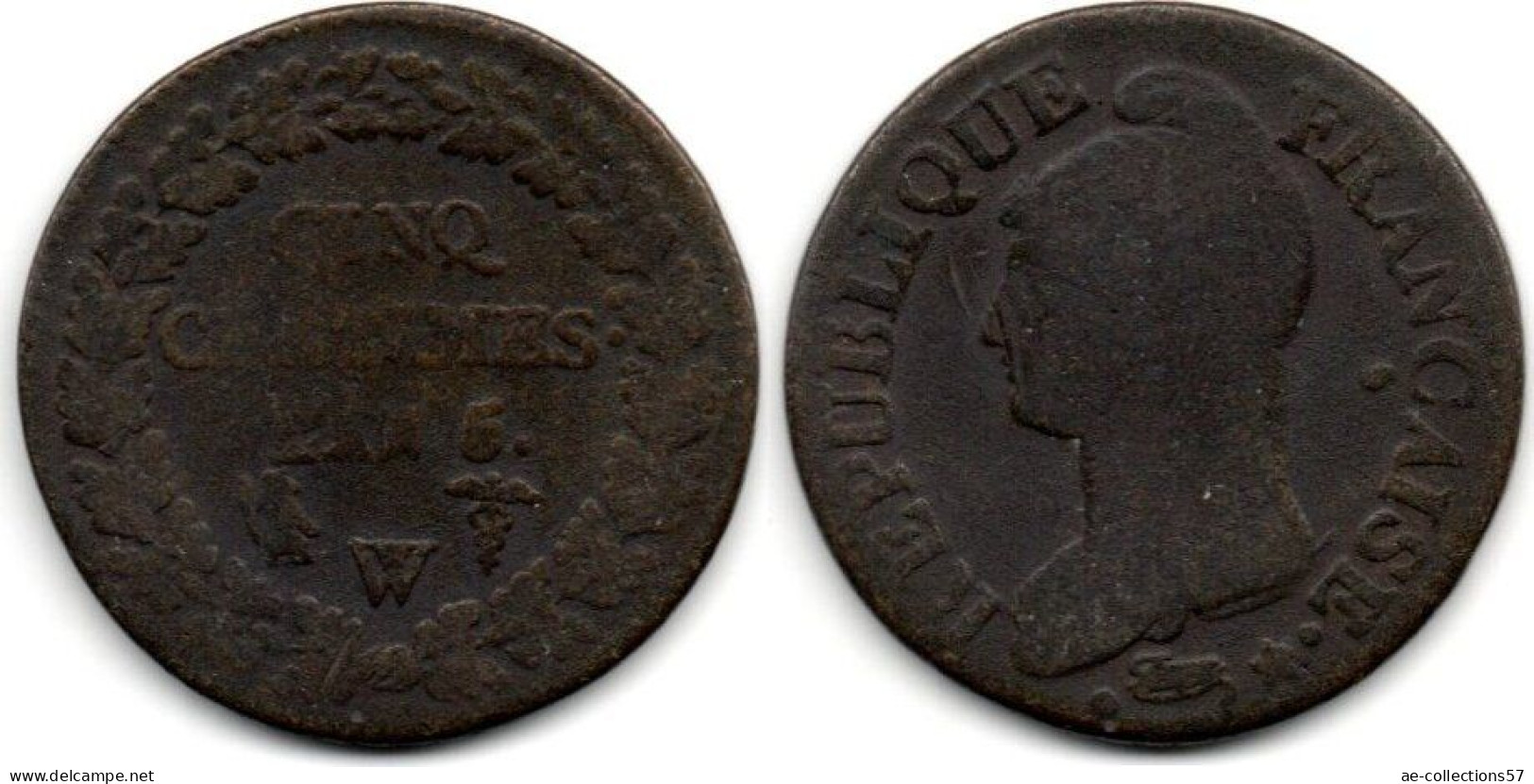 MA 28355 /   5 Centimes An 5 W B+ - 1795-1799 Directoire (An IV – An VIII)