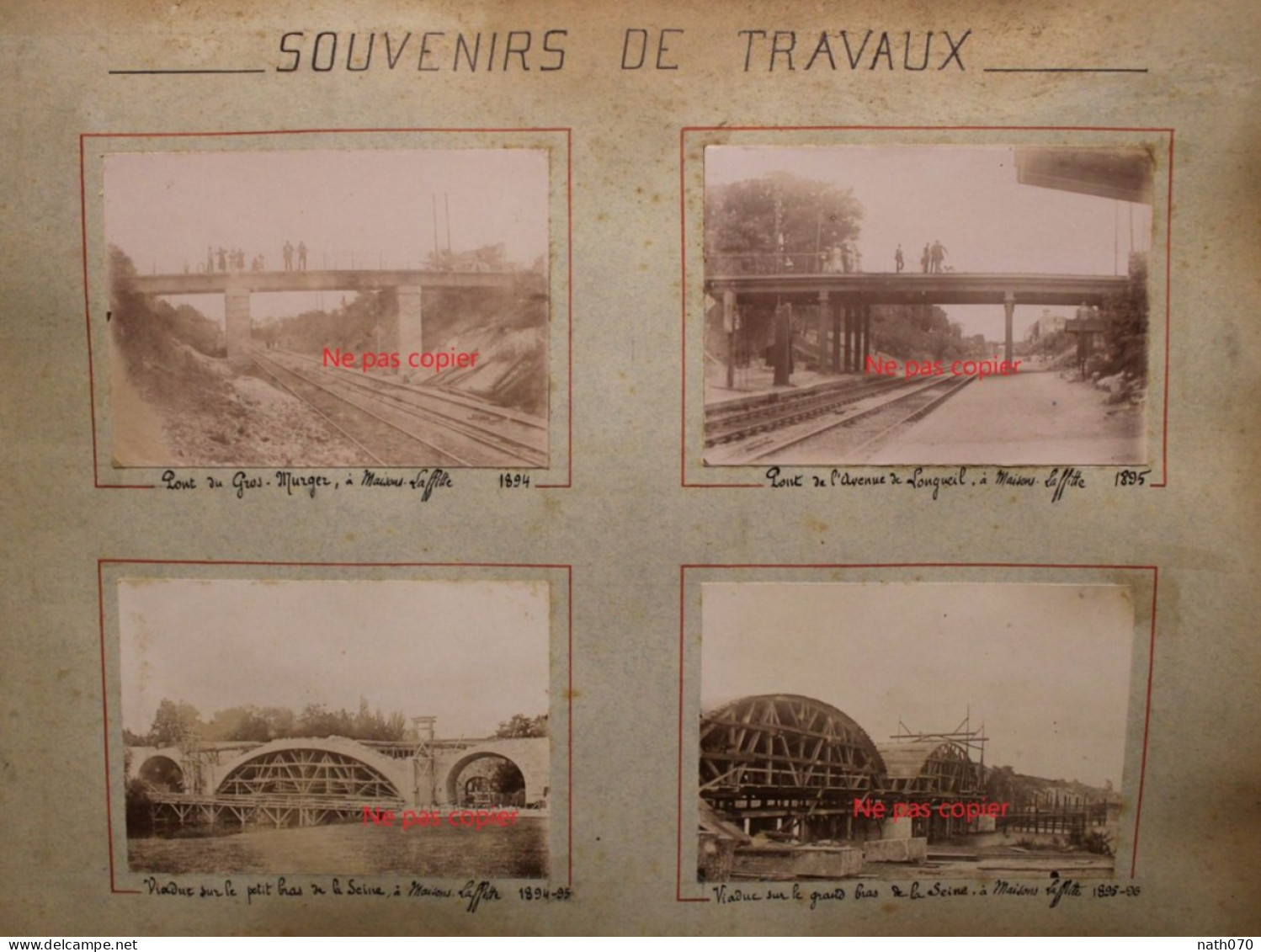 9 Photo 1890's Travaux Pont Viaduc Station Port Royal Maisons Laffitte Juvisy Bezons Folie Nanterre Tirage Print Vintage - Orte