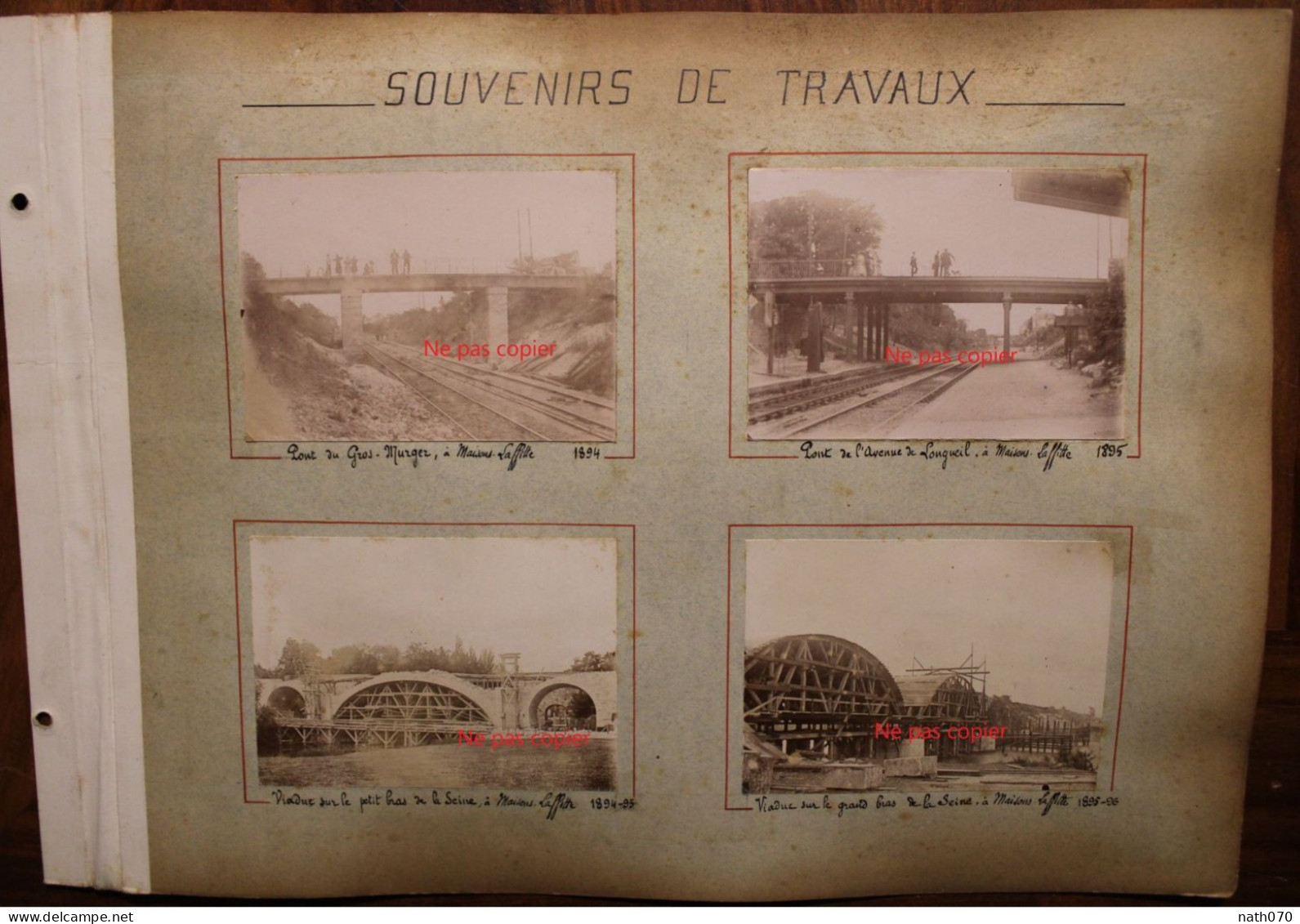 9 Photo 1890's Travaux Pont Viaduc Station Port Royal Maisons Laffitte Juvisy Bezons Folie Nanterre Tirage Print Vintage - Orte