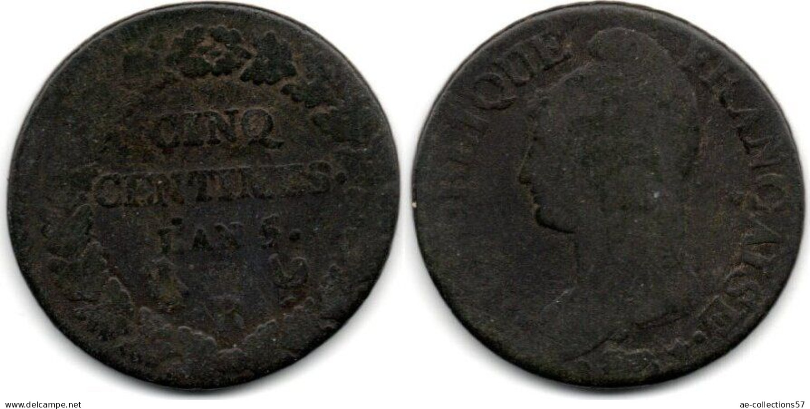 MA 28359 /  5 Centimes An 5 R B+ - 1795-1799 Direttorio