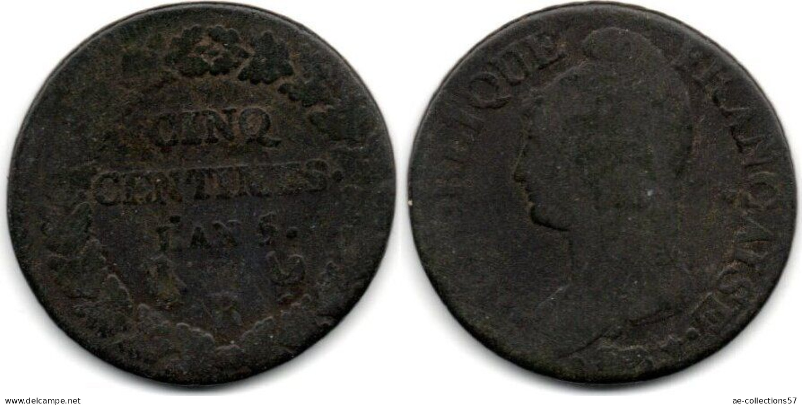 MA 28359 /  5 Centimes An 5 R B+ - 1795-1799 French Directory
