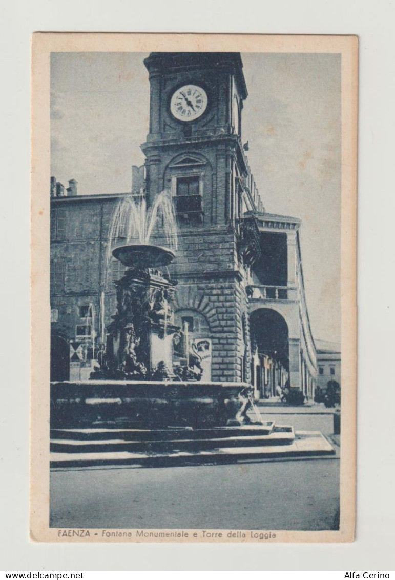 FAENZA:  FONTANA  MONUMENTALE   E  TORRE  DELLA  LOGGIA  -  FP - Faenza