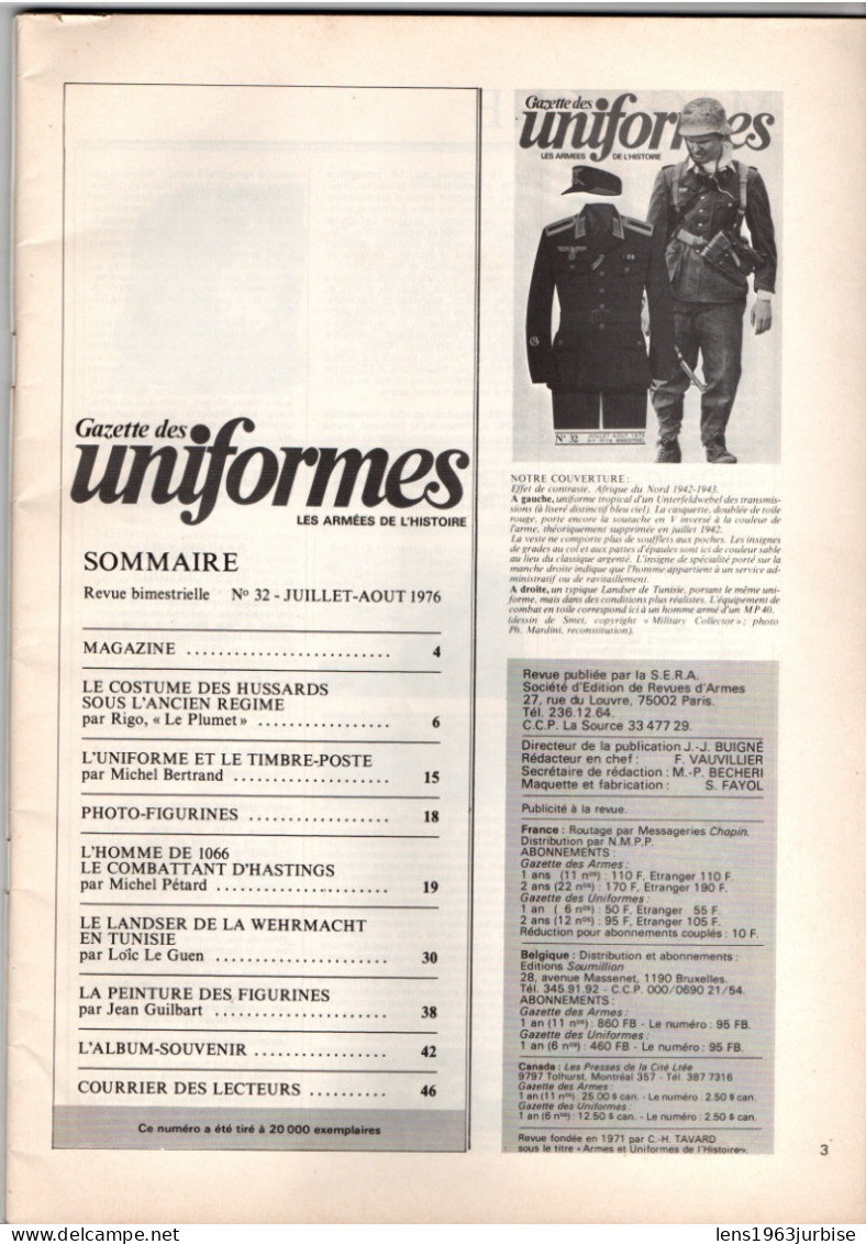 Gazette Des Uniformes N° 32 , ( 1976  ) Afrika Korps   , Militaria , Militaire - Armes