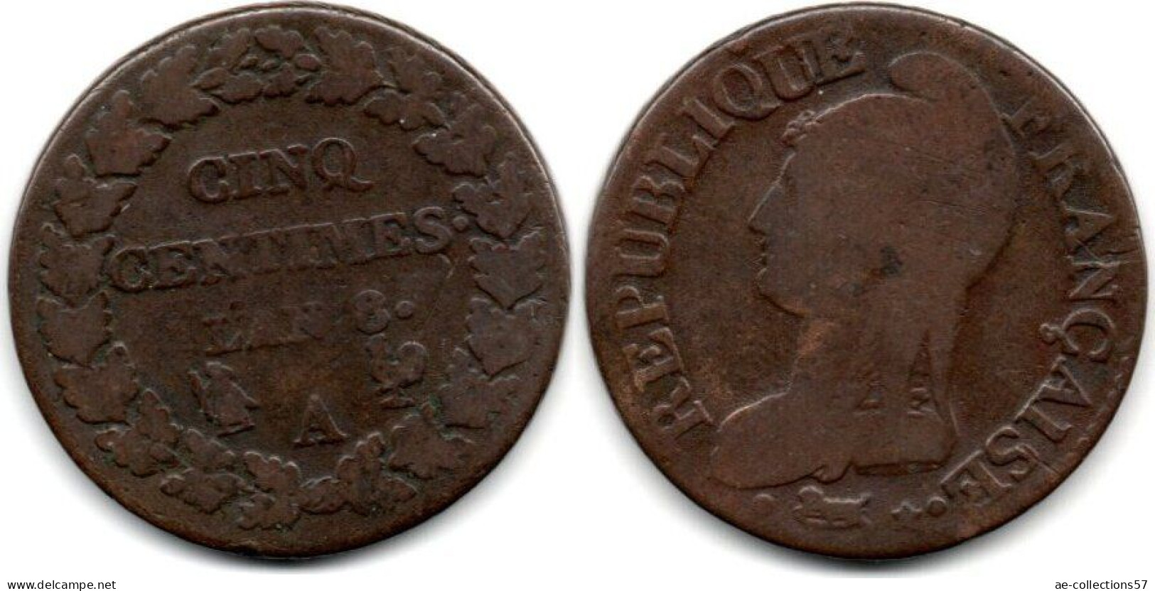 MA 28364 /  5 Centimes An 8 A B+ - 1795-1799 Direttorio