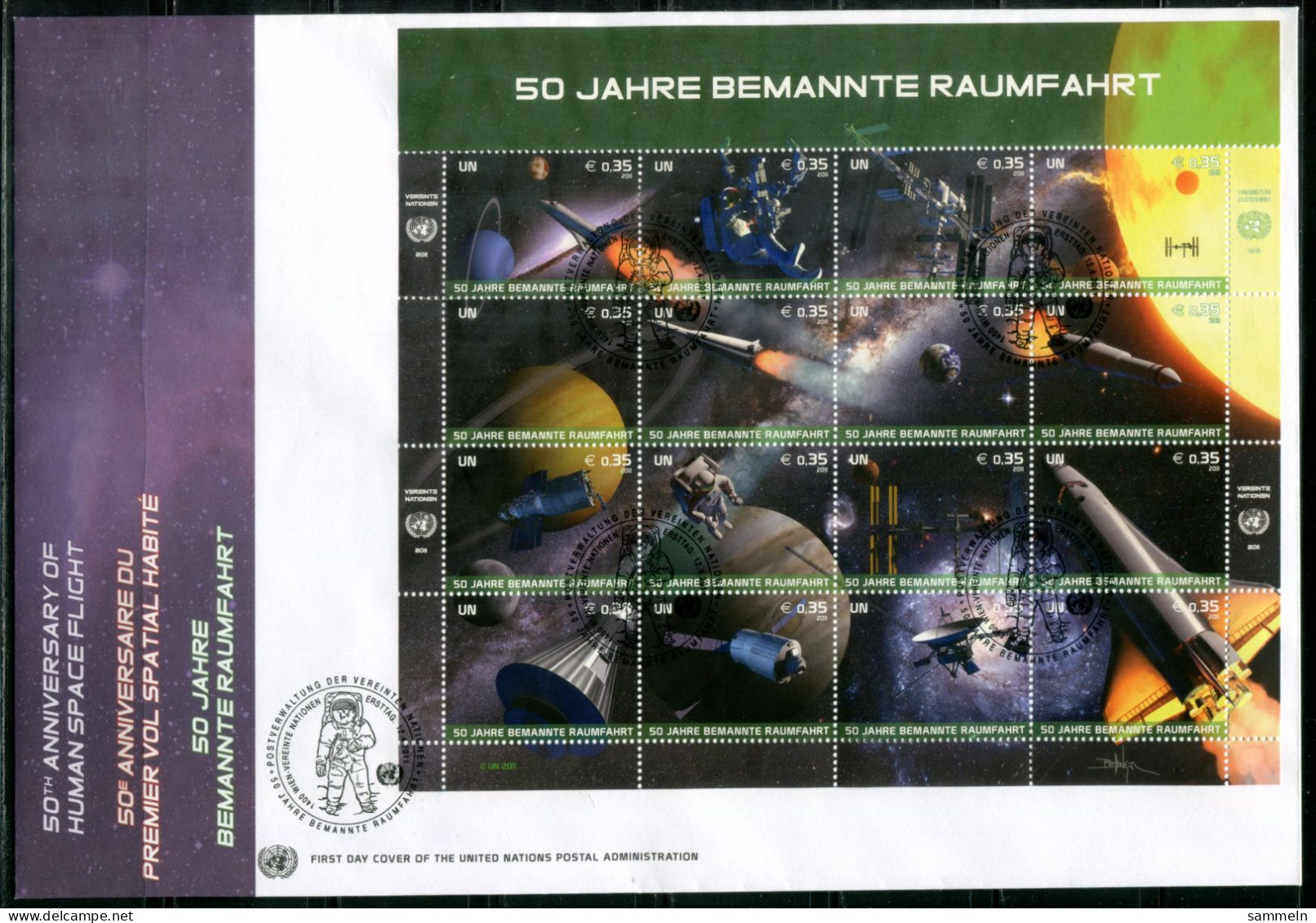 UNO-WIEN 699-714 KB FDC - Weltraum, Space, Espace - UN VIENNA 7 ONU VIENNE - Blocs-feuillets