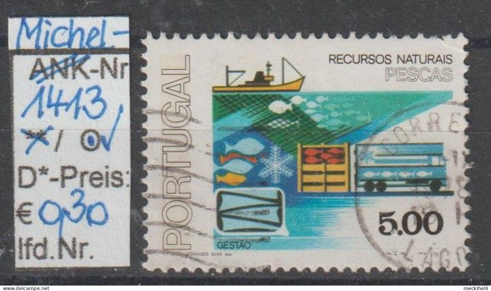 1978 - PORTUGAL - SM "Natürliche Ressourcen (VI) - Fischfang" 5,00 E Mehrf. - O  Gestempelt - S.Scan (port 1413o) - Oblitérés