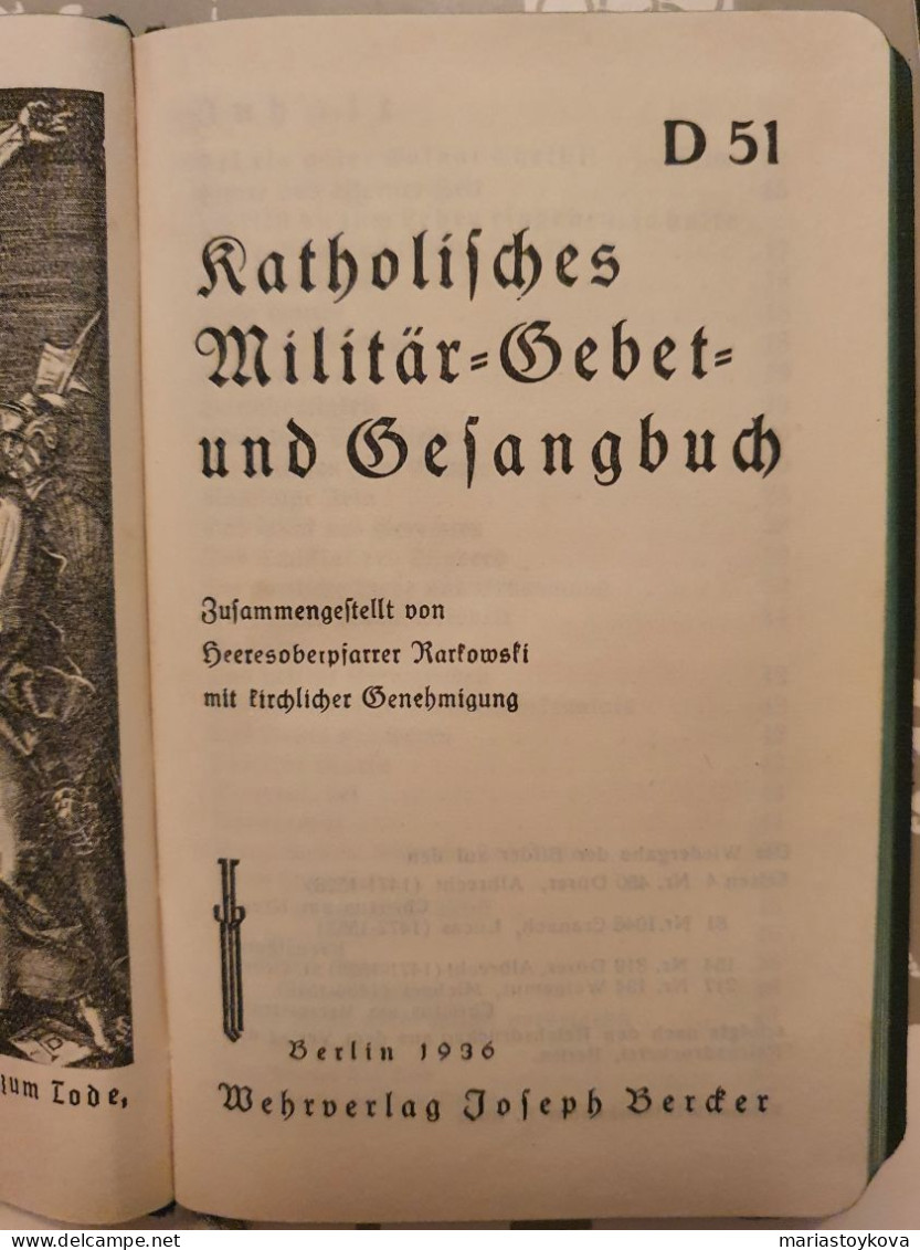 1936. Katholisches Militär-Gebet- Und Gesangbuch, - Allemand