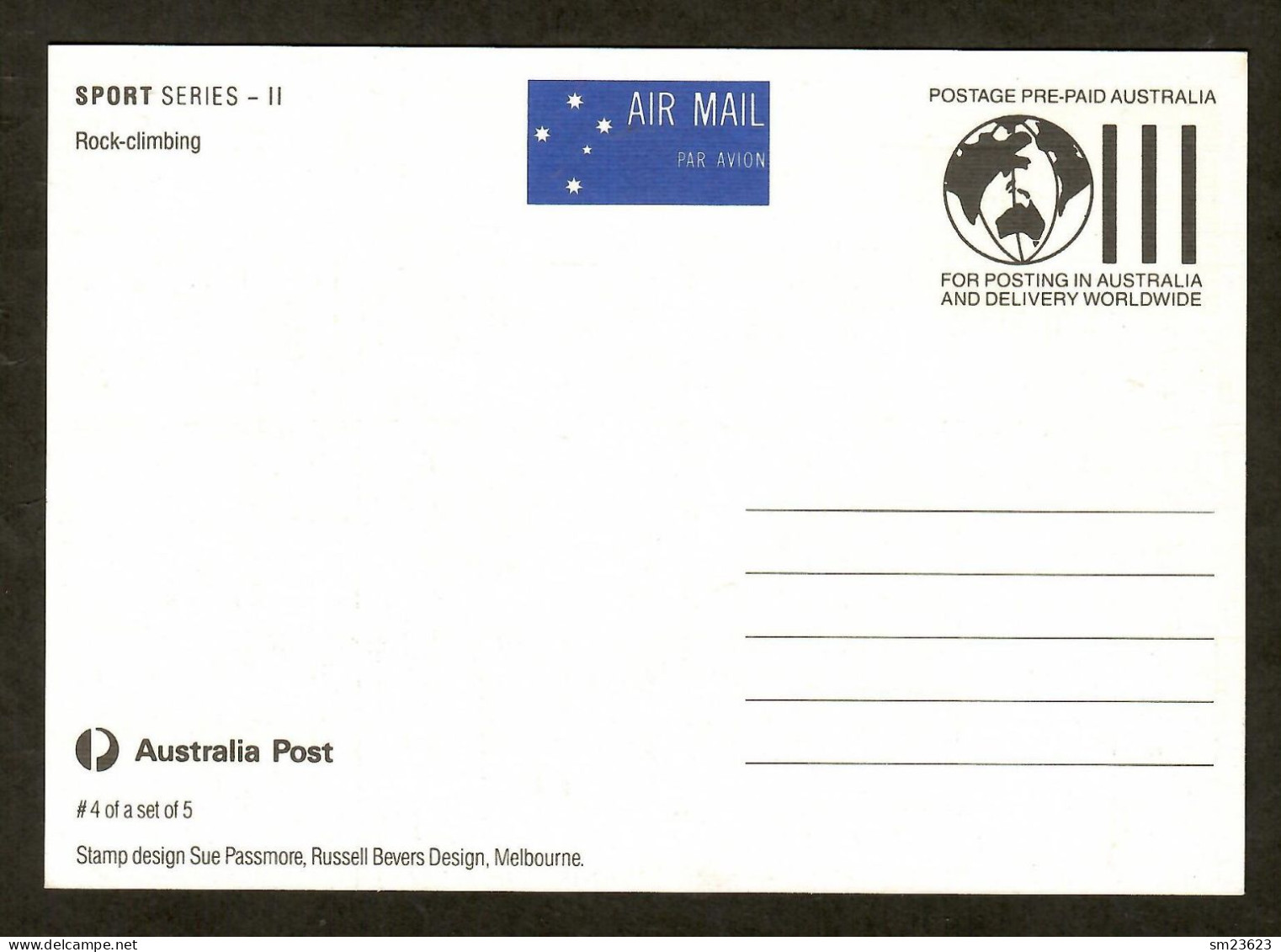 Australien 1990  Mi.Nr. 1185 ,  Rock-Climking - SPORT -  Maximum Card - First Day 17 January 1990 - Maximumkarten (MC)