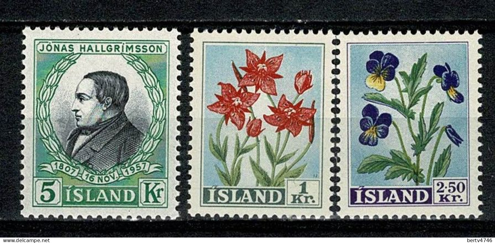 Island 1957/1958 - Yv. 280**, 281/82**, Mi 322**, 323/24**, MNH - Unused Stamps