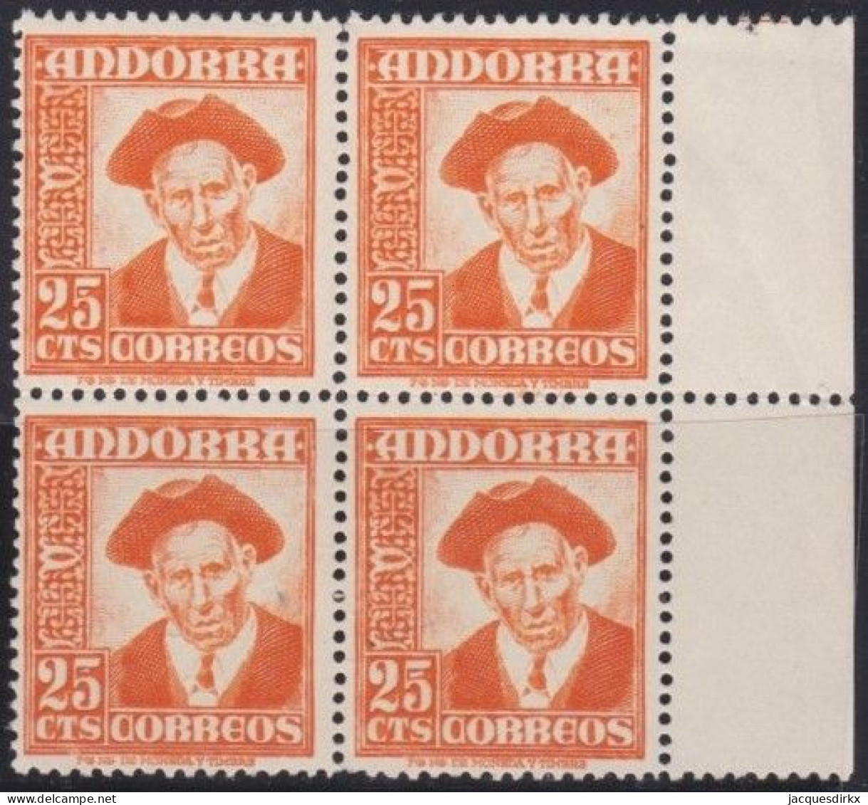 Andorre     .  Y&T   .    44  Bloc De 4     .  **   .    Neuf Avec Gomme Et SANS Charnière - Unused Stamps