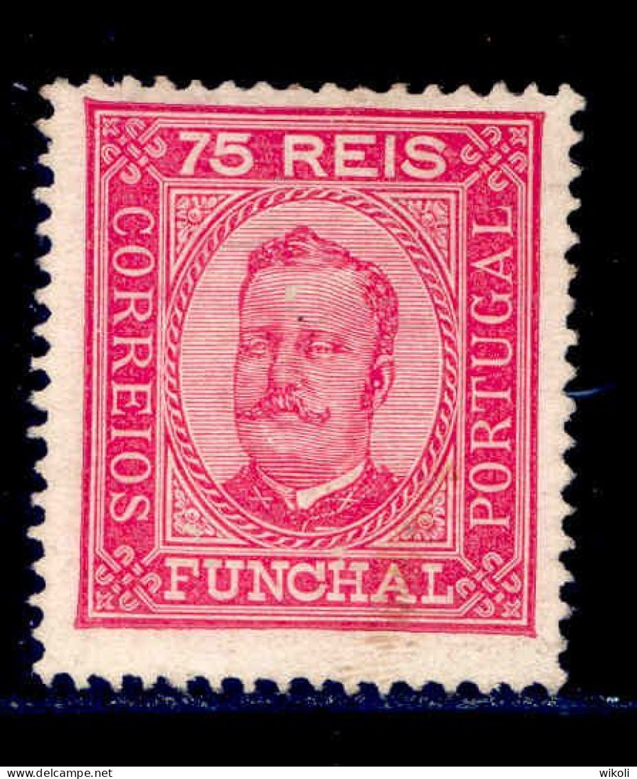 ! ! Funchal - 1892 D. Carlos 75 R (Perf. 13 1/2) - Af. 07 - No Gum - Funchal