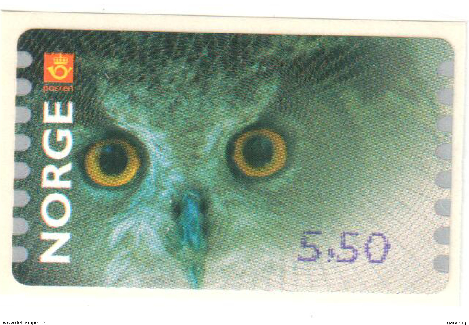 Norwegische ATM Mit Eule ** / Norwegian Owl Franking Label MNH / Vignette Norvégien Avec Hibou **. - Automatenmarken [ATM]